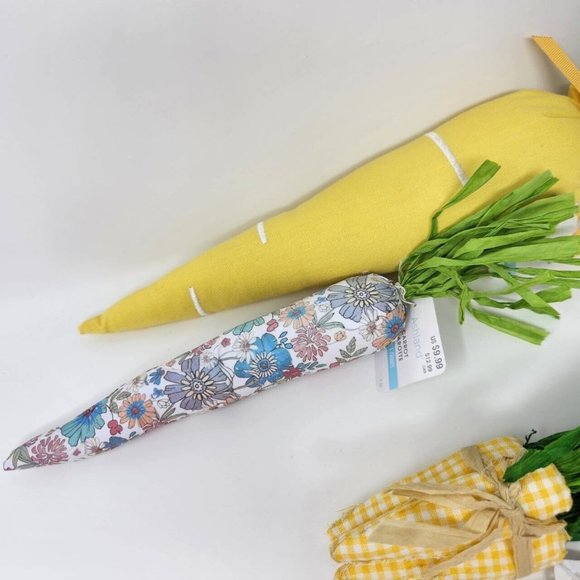 5 Fabric Carrots, Assorted Sizes, Yellow and Paisley Spring and Easter Decor - Picture 3 of 8